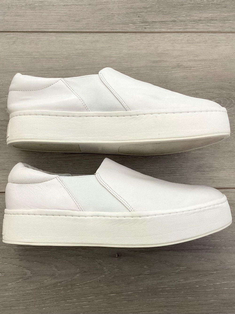VINCE Warren Italian Leather Platform Sneaker in White Plaster Size 8.5 - Picture 2 of 8